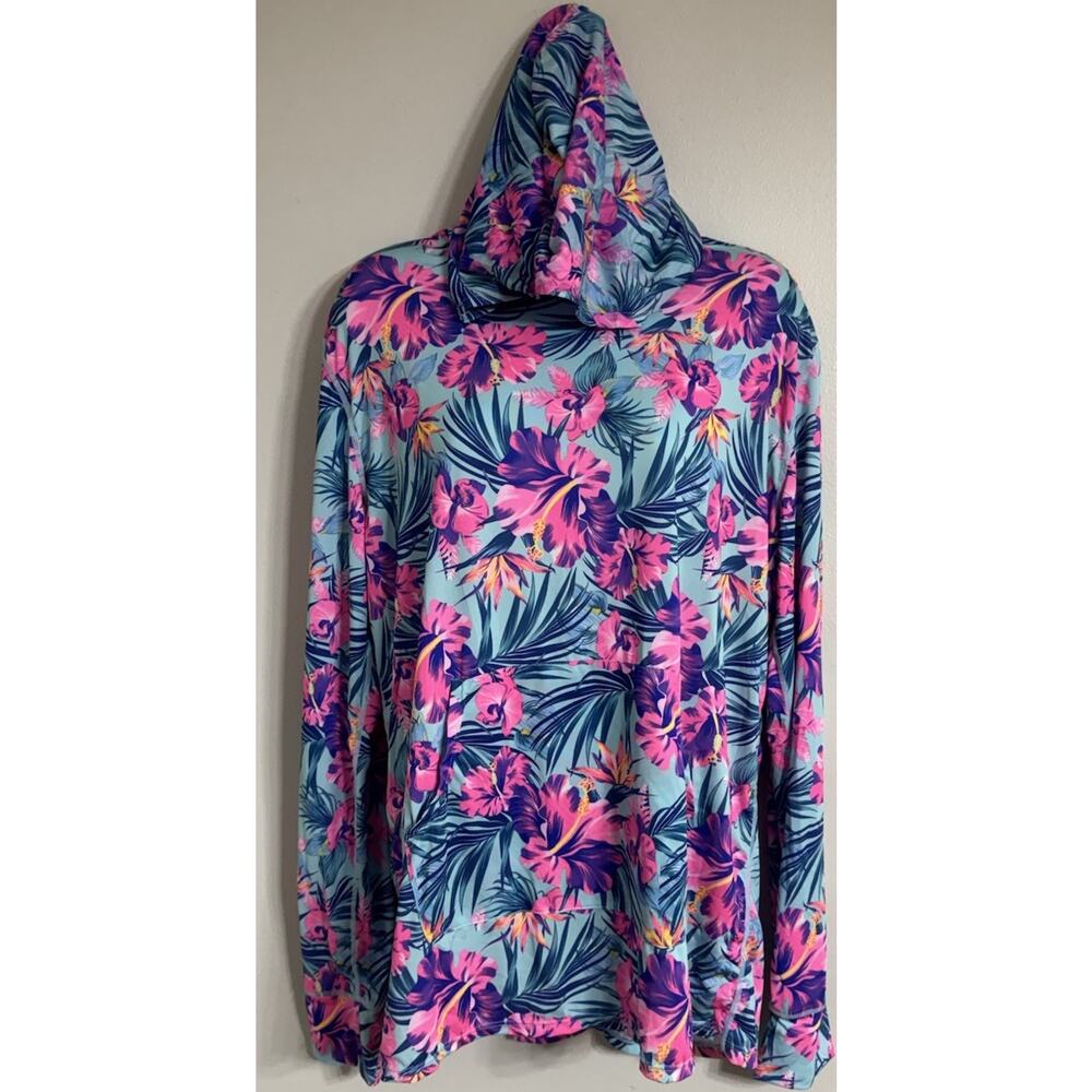 INGEAR Shirt Rash Gaurd Women’s Large Hooded Sun Shirt Long Sleeve Tropical Pink